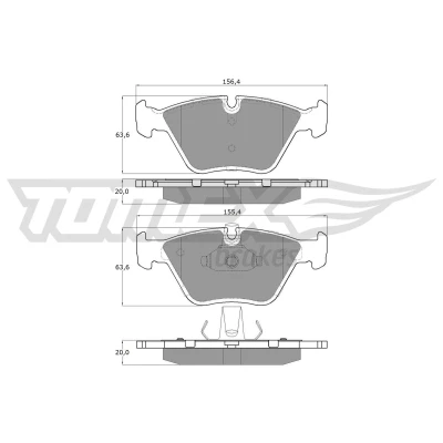 Abbildung von TOMEX brakes TX 13 20 Bremsbelagsatz Vorderachse für Verschleißwarnanzeiger vorbereitet BMW: 3 Limousine, Touring, Coupe, ROVER: 75, 75 Tourer