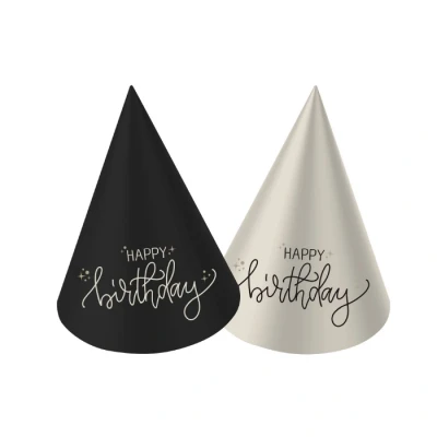 Abbildung von Folat 68692 Geburtstag Dekoration Schwarz, Creme, Champagner Gold Mini Party Hütchen Crème Noir 10 cm 6 Stück EIN schickes und charmantes Happy Birthday Deko