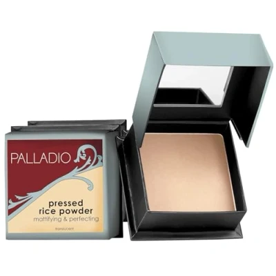 Abbildung von Palladio, Gepresstes Reispuder mit Spiegel, mattierendes Make up Set, das den ganzen Tag hält und sofort Öl absorbiert. Funktioniert allein oder up.