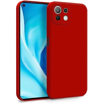 Abbildung von MyGadget Hülle für Xiaomi Mi 11 Lite 5G Zweilagige Handyhülle mit Kameraschutz Cover Innenfutter &amp; Silikon außen Rot