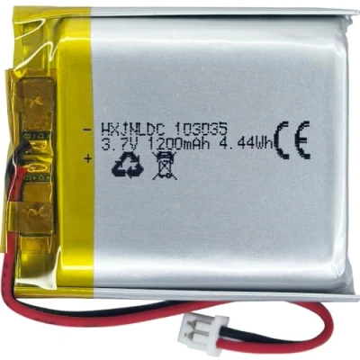 Abbildung von DC 3.7V 1200mAh 103035 wiederaufladbare Lithium Polymer Batterie passend für DIY 3.7 5V elektronische Produkte mit eingebautem 2 Draht Batterieaustausch und LED Leuchten