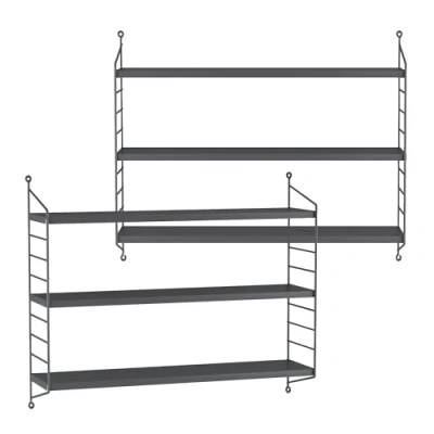 Abbildung von [en.casa] Modulares Wandregal Strängnäs 2er Set Metallregal Dunkelgrau Hängeregal mit 3 Regalböden Badregal Küchenwandregal Wandablage Wohnzimmer