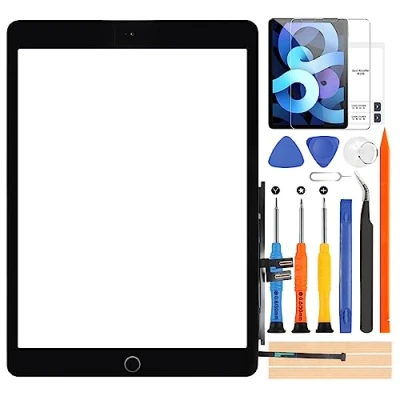 Abbildung von Touchscreen für iPad 7 2019 8 2020 Digitizer iPad7 iPad8 Ersatz Bildschirm A2197 A2198 A2200 A2270 A2428 A2429 A2430 mit Werkzeugen (mit Home Taste, nicht LCD,Schwarz)