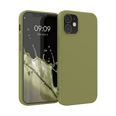 Abbildung von kwmobile Hülle kompatibel mit Apple iPhone 12 / Pro weiches TPU Silikon Case Cover geeignet für kabelloses Laden Porzellan Grün