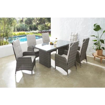 Abbildung von KONIFERA Garten Essgruppe &quot;Casablanca&quot;, (Set, 7 tlg., 6x Sessel, 1x Tisch 180x90x74 cm, Stahl/Polyrattan), inkl. Auflagen