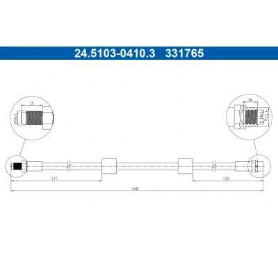 Abbildung von ATE 24.5103 0410.3 Bremsschläuche 440mm M10x1mm BMW: 5 Limousine, Touring