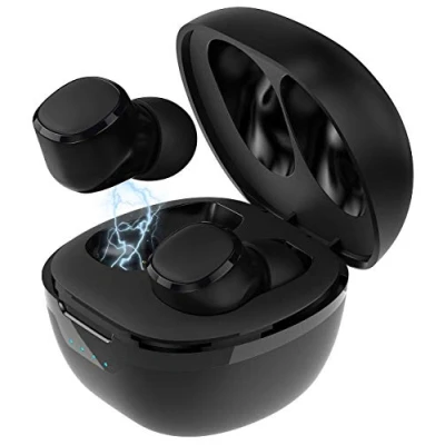 Abbildung von auvisio drahtlose Kopfhörer: In Ear Stereo Headset mit Bluetooth 5, Ladebox, bis 22, Std. Spielzeit (Kopfhörer ohne Kabel, Funkohrhörer, Freisprecheinrichtung)