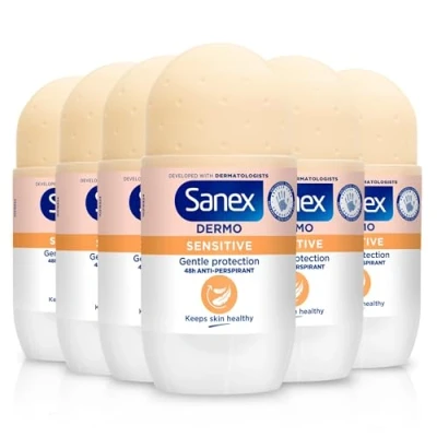 Abbildung von 6 x SANEX Deo Roll on WOMEN &quot;Dermo Sensitive&quot; für empfindliche Haut 50 ml