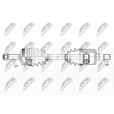 Abbildung von NTY NPW KA 352 Antriebswelle Vorderachse links 674mm Schaltgetriebe