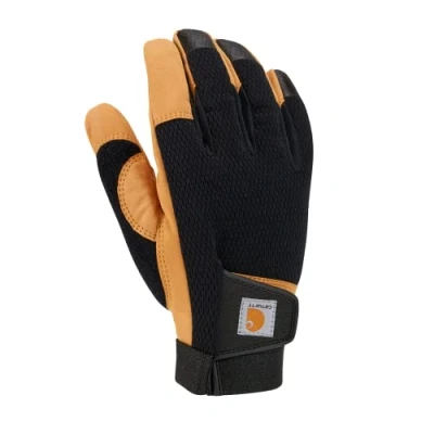 Abbildung von Carhartt Herren Kunstleder, hohe Fingerfertigkeit, berührungsempfindlich, sichere Manschette Handschuhe für kaltes Wetter, Schwarze Gerste, XX Large