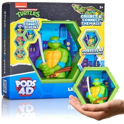 Abbildung von PODS 4D Ninja Turtles Leonardo Einzigartige zusammensteckbare Wackelfigur zum Sammeln, die aus ihrer Welt in Ihre platzt, Wand oder Regaldisplay Spielzeug und Geschenke Serie 1 Nr. 431