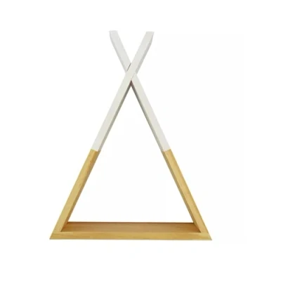 Abbildung von Puckdaddy Wandregal Hugo im Tipi Design, Natur &amp; Weiß, Dekoratives Regal für Baby und Kinderzimmer, 34,5x9,5x55 cm