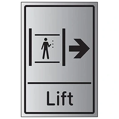 Abbildung von VSafety Lift Pfeil rechts 200 mm x 300 Selbstklebendes Aluminium Effekt