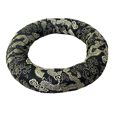Abbildung von Ring für Klangschale mit traditionellem Muster Ø 20 cm in verschiedenen Farben erhältlich (schwarz)