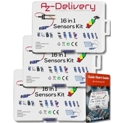 Abbildung von AZDelivery 3 x 16 in 1 Kit Zubehörset mit Sensoren und Modulen kompatibel Arduino Raspberry Pi inklusive E Book!
