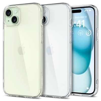 Abbildung von Apple iPhone 15 Plus Hülle Kunststoff Spigen Hard Case/Backcover Handyhülle Transparent Shockproof/Stoßfest