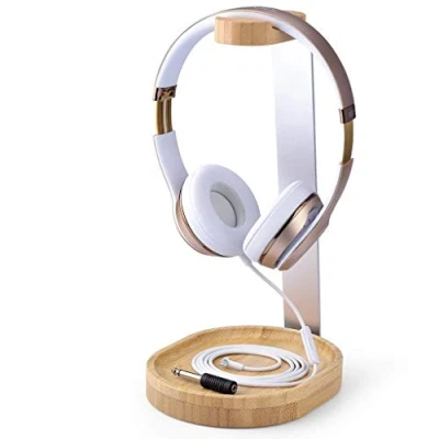 Abbildung von Avantree Universaler Baum &amp; Aluminium kopfhörerständer, Stabil Headset Halter Halterung Holz mit Kabelhalter für Sony, Bose, Shure, Jabra, JBL, AKG, Gaming Kopfhörer Ständer Kopfhörerhalter