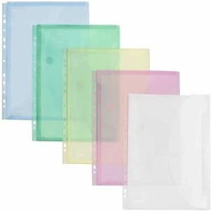 Abbildung von FolderSys 10 x Dokumentenmappe PP A4 20mm Falte, Abheftrand, Klettverschluss farbig sortiert
