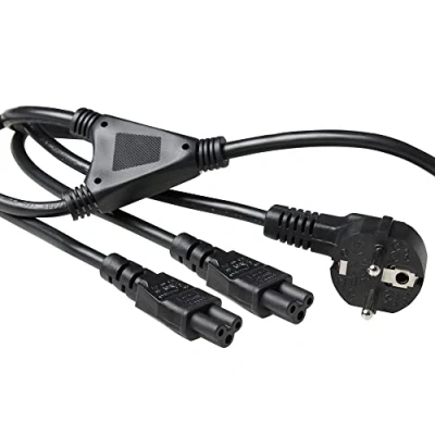 Abbildung von ACT Netzkabel 3 Polig 1.80m, CEE7/7 + 2X C5 Netz Y Kabel, Stromkabel Type F, für Notebook Ladegerät AK5208