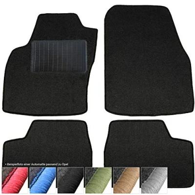 Abbildung von moto MOLTICO Fußmatten Auto Velours Autoteppiche Schwarz Automatten Set 4 teilig passend für Opel Corsa B 1993 2000 (Schwarze Ziernähte)