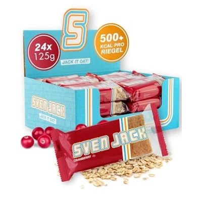 Abbildung von Sven Jack (Energy Cake) Haferriegel Cranberry 24x 125g I Original Haferflocken Energieriegel mit Cranberries Veganer Langkettige Kohlenhydrate &amp; wenig Zucker Müsliriegel