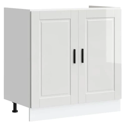 Abbildung von vidaXL Spülenunterschrank Porto Hochglanz Weiß 80x46x81,5 cm, Küchenunterschrank, Unterschrank für Küche, Küchenzeile, Küchenschrank, Schrank Küche