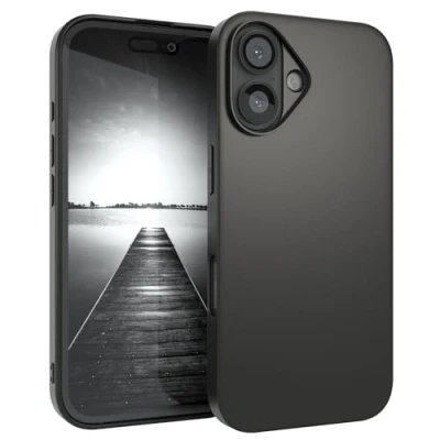 Abbildung von EAZY Case Handyhülle Silikon kompatibel mit iPhone 16 stoßfeste Schutzhülle dünne für Apple Hülle Fallschutz leichtes Cover schlankes Silicone in Schwarz