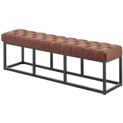 Abbildung von CLP Sitzbank Amun I Mit Stoff Bezug Schwarzem Metallgestell, Farbe:braun, Größe:150 cm