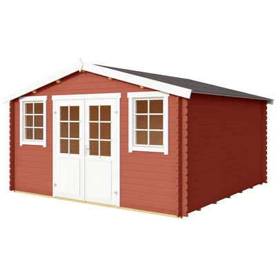 Abbildung von LASITA MAJA Gartenhaus &quot;Wels 4&quot;, Blochbohlenhaus 28mm, Fundamentmass 3900x3900, Schwedenrot