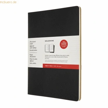 Abbildung von Moleskine Cahier Journal Subject, 2er Set Notizbücher zur Notizenerstellung Kartoneinband, Sichtbare Stickereien A4 Format 21 x 29.7 cm Schwarz &amp; Kraftbraun, 160 Seiten