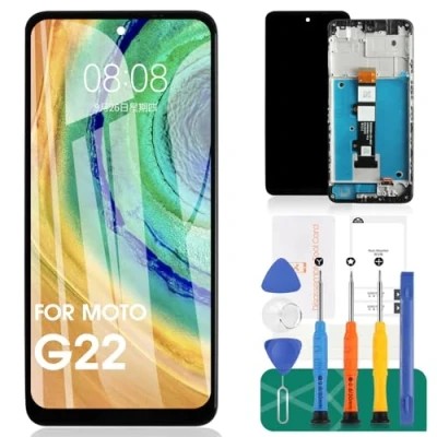 Abbildung von für Motorola Moto G22 LCD Bildschirm Ersatz XT2231 Display 2 Touch Digitizer Montage Reparaturset (Schwarz mit Rahmen)