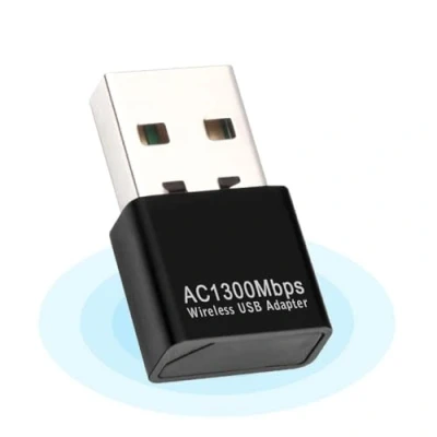 Abbildung von USB WiFi Dongle 1300Mbps, Adapter 802.11 AC Dual Band 5GHz/2.4GHz schnell 3.0 hohe Verstärkung 5dBi mit doppelter Antenne Netzwerkadapter für PC Desktop Laptop Unterstützt Windows Mac und
