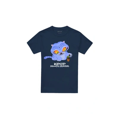 Abbildung von Netflix KPOP Demon Hunters CUTE Derpy Tiger Cartoon Tshirt print, Herren, Größe: 5XL, Dark blue