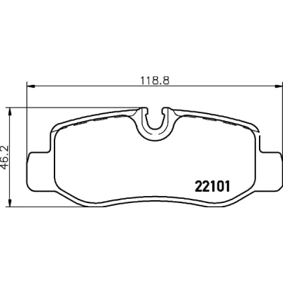 Abbildung von HELLA 8DB 355 021 761 Bremsbelagsatz für Verschleißwarnanzeiger vorbereitet MERCEDES BENZ: Vito Tourer, V Klasse, Kastenwagen