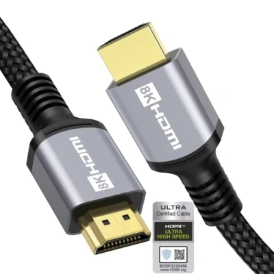 Abbildung von Anhuicco HDMI 2.1 Kabel 4K 8K HDR Zertifiziert 3meter 48Gbps 10K 60Hz 144Hz 2K 240Hz ALLM VRR FreeSync Dolby ARC eARC HDR10+ HDCP 2.3 Unterstützt PS5 Soundbar Real TV
