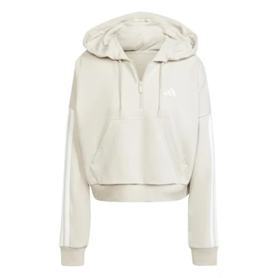 Abbildung von adidas Damen Essentials 3 Stripes French Terry Quarter Zip Hoodie, Wonder Alumina/White, XS