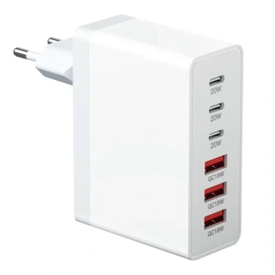 Abbildung von USB C Ladegerät, 100W GaN 6 Port Netzteil Schnellladegerät PD 3.0 Charger Power Adapter Stecker Kompatibel mit iPhone 11/12/13/14/15/16 Pro Max/Galaxy S24/S23/S22/S21/Google/Tablet