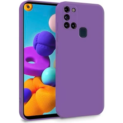 Abbildung von MyGadget Hülle für Samsung Galaxy A21s Zweilagige Handyhülle mit Kameraschutz Cover Innenfutter &amp; Silikon außen Lila