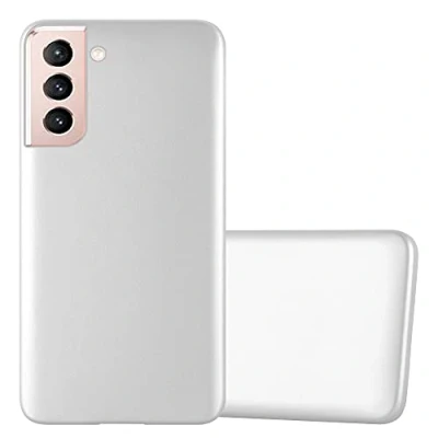 Abbildung von Cadorabo Hülle kompatibel mit Samsung Galaxy S21 5G Schutzhülle TPU Silikon Case Metallic Design Slim Kratzfest Weiche Gummi Rundumschutz für in Silber