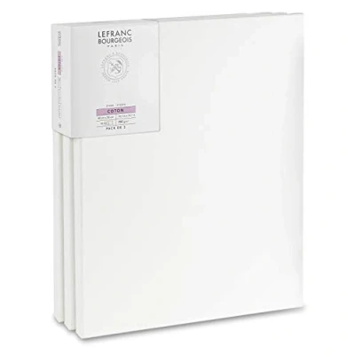 Abbildung von Lefranc Bourgeois 301353 Keilrahmen aus Fichtenholz 3er Set 40x50cm Leinwand 100% Baumwolle 280g/m², stabiler Fichtenholz, weiß vorgrundierte für Acrylfarben &amp; Ölfarben