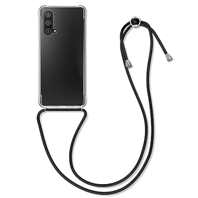 Abbildung von kwmobile Necklace Case kompatibel mit OnePlus Nord CE 5G Hülle Silikon Cover Handykette Band Handyhülle Schwarz Transparent