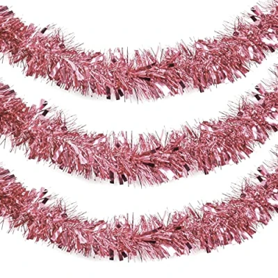 Abbildung von BELLE VOUS Lametta (3 Stück) 3m Girlande Roségold Deko für Weihnachtsbaum Christbaum Lamettagirlande Weihnachten Wand, Fenster, Kranz, Geländer, Decke, Party