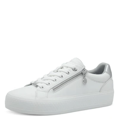 Abbildung von s.Oliver Damen Sneaker flach mit Reißverschluss Freizeit, Weiß (White), 39 EU