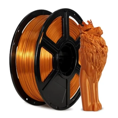 Abbildung von FLASHFORGE 3D Drucker Filament, Seiden Filament 1,75 mm, 1 kg Spule, Maßgenauigkeit +/ 0,02 mm für FDM Drucker, Seidenstruktur und ultra hoher Glanz (Kupfer)