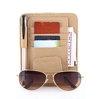 Abbildung von Visor Organizer,Auto auto sonnenblende organizer Tasche Karte Lagerung Brillenhalter Clip(Beige)