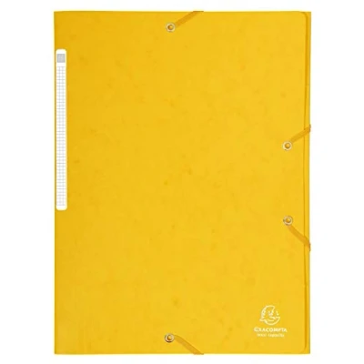 Abbildung von Exacompta 17106H 25er Pack Einschlagmappe aus extra starkem Colorspan Karton für DIN A4 mit 3 Klappen und 2 Gummizügen gelb