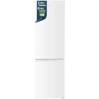 Abbildung von homeX Kühlschrank mit Gefrierfach, Kühl Gefrier Kombination freistehend, groß 315 Liter, 4 Sterne Gefrieren, Super Frost Funktion, leise Kühlgefrierkombi, EEK C, XXL Gefrierkombination weiß