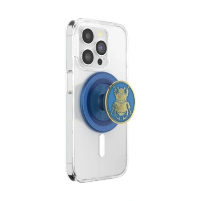 Abbildung von ​​​​​​​​​​​​PopSockets runder Telefongriff kompatibel mit MagSafe, Adapterring im Lieferumfang enthalten, Telefonhalter, kabelloses Laden Enamel Scarab