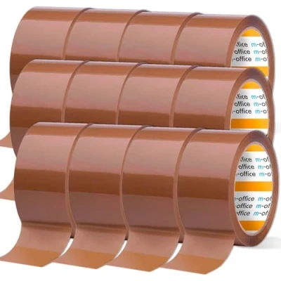 Abbildung von m office Klebeband, braunes Rolle für Kartonverpackungen, Versand, Umzug und Handwerk, Sichere robuste Versiegelung, Klebeband (12 Stück, 48 mm x 66 m)
