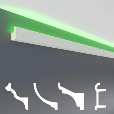 Abbildung von Hexim Eckprofil LED 19 (LED Stuckleisten Indirekte Beleuchtung, Deckenleisten aus PU, leicht &amp; lichtundurchlässig 1 Stück / 2 Meter)